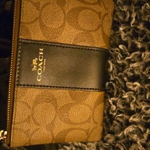 Coach Signature Tan and Black Wallet